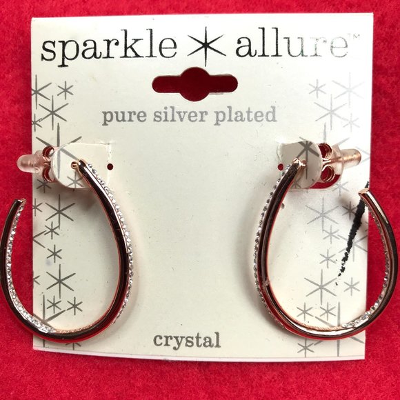 Sparkle Allure Crystal Silver plated Hoop Earrings - Picture 2 of 8